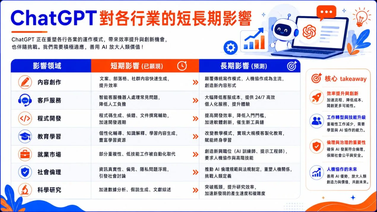 ChatGPT對各行業的短長期影響 ChatGPT對各行業的短長期影響