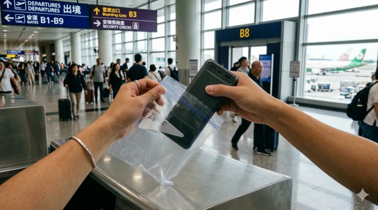 多數航空公司規定行動電源須至於塑膠袋內絕緣