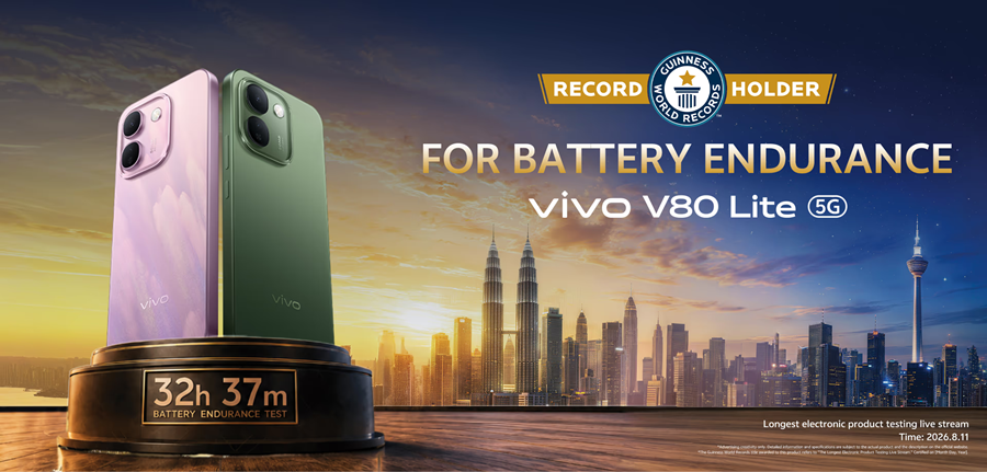 vivo V80 Lite 搭載10,000mAh 超大容量藍海電池,續航經過金氏世界紀錄認證最高可達超過 32 小時的連續直播 vivo V80 Lite 搭載10,000mAh 超大容量藍海電池,續航經過金氏世界紀錄認證最高可達超過 32 小時的連續直播