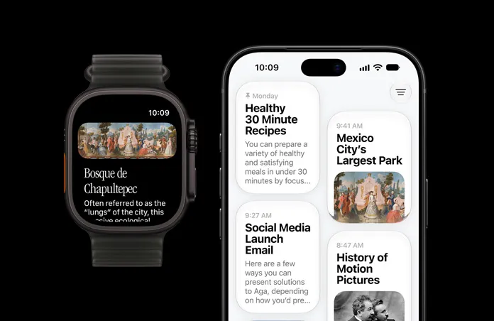 你可以在 iPhone 或任何與 iCloud 同步的其他 Apple 裝置上，向 Siri 提問，接著在 Apple Watch 上繼續對話。