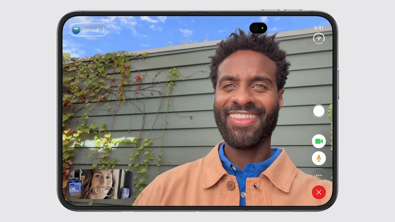 iPhone Duo 的內螢幕鏡頭採用「螢幕下 FaceTime 相機」 iPhone Duo 的內螢幕鏡頭採用「螢幕下 FaceTime 相機」