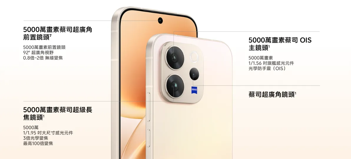 vivo V70 具備擁有 5000 萬畫素蔡司主鏡頭