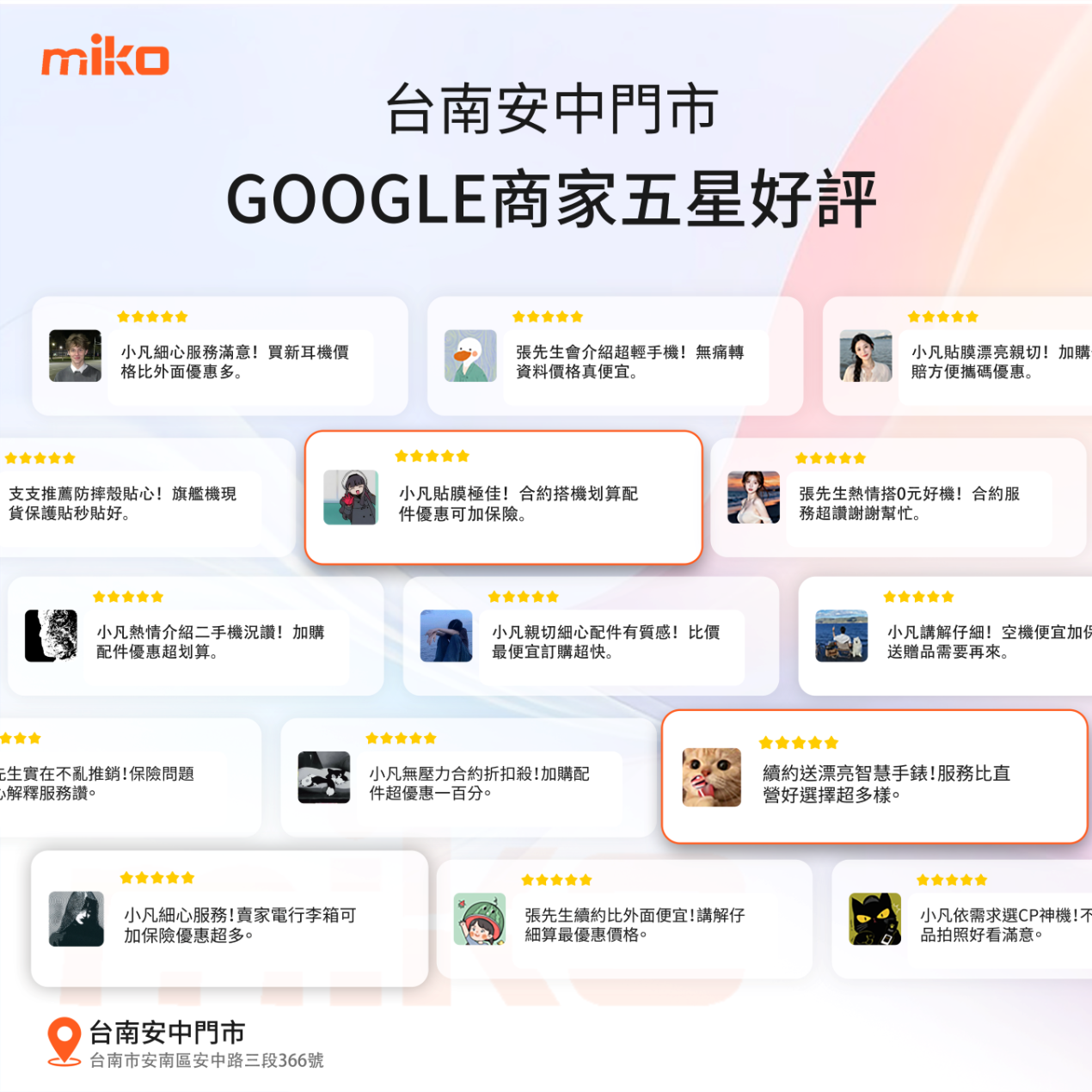 台南安中通訊行五星好評